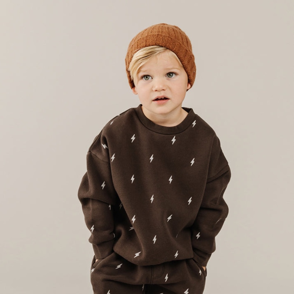 Rylee + Cru Brown Lightning Bolt Sweatshirt